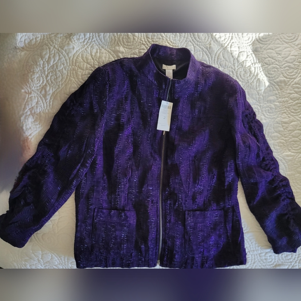 Chico's Purple Zip Front Jacket|Statement Evening Outerwear